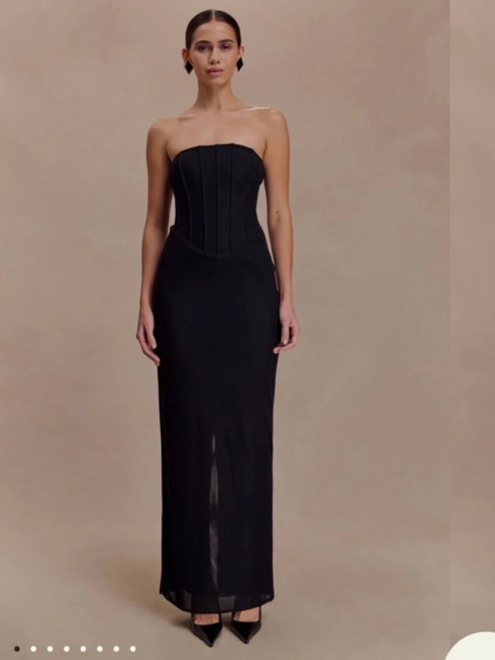 Meshki Mesh Strapless Corset Maxi Dress